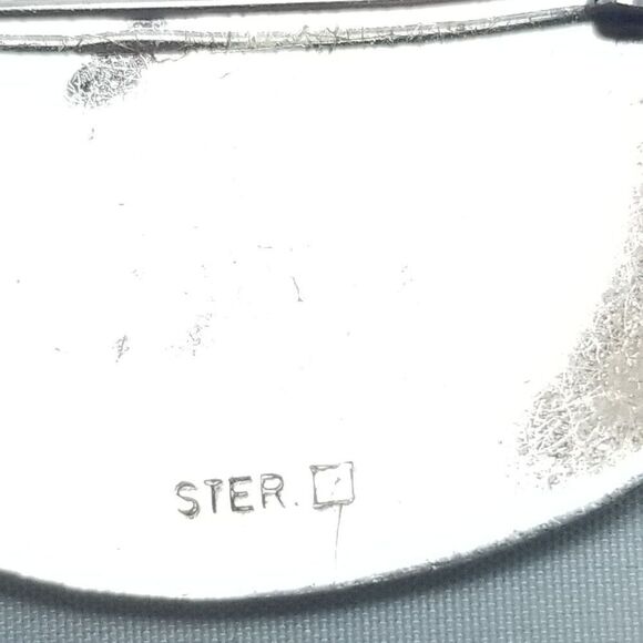 Vintage Sterling Silver Oval Brooch, Scroll Etched Design, Minimal Unisex Estate - Picture 4 of 6